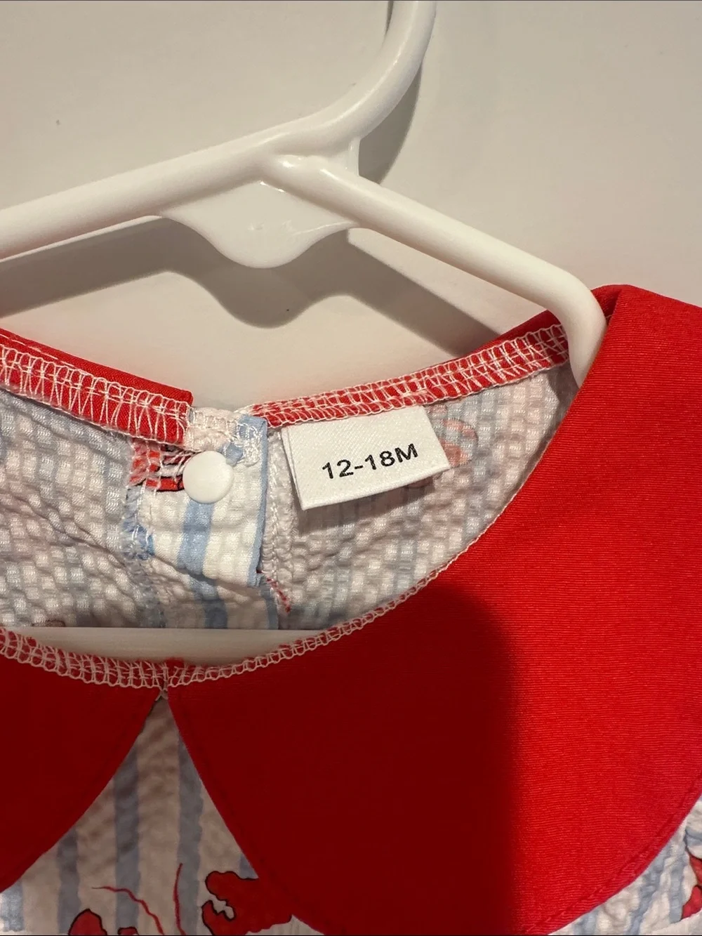 NWOT Red Lobster Smocked Baby One-Piece with Red Collar